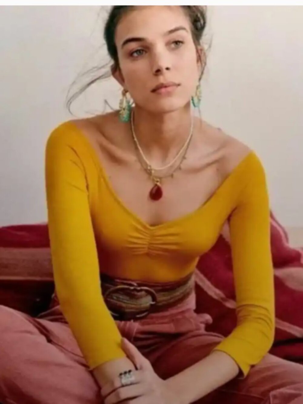 SEZANE Bella Bodysuit Sunflower M